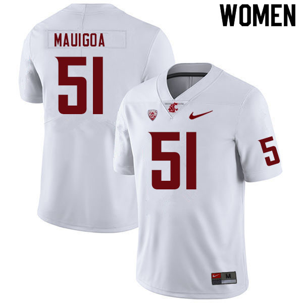 Women #51 Francisco Mauigoa Washington State Cougars College Football Jerseys Sale-White - Click Image to Close